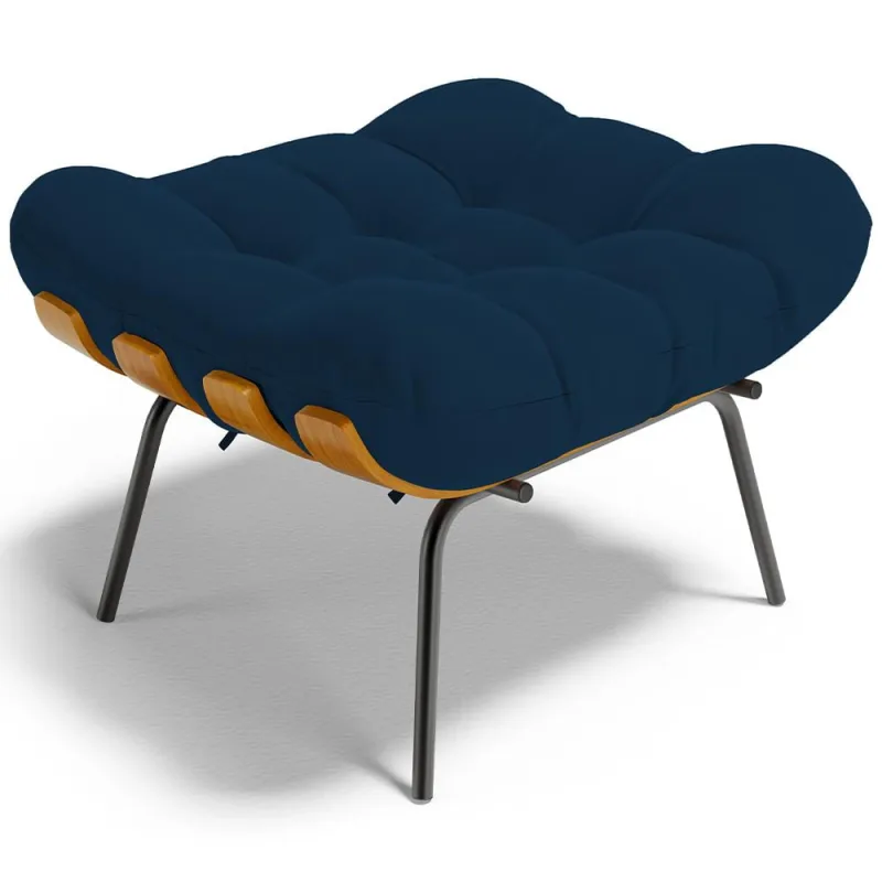 Puff Decorativo Sala de Estar Costela L02 Suede Azul Marinho - Lyam Decor - Lyam Decor - Móveis