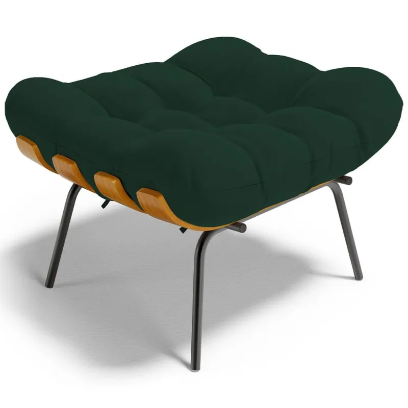 Puff Decorativo Sala de Estar Costela L02 Suede Verde Musgo - Lyam Decor - Lyam Decor - Móveis