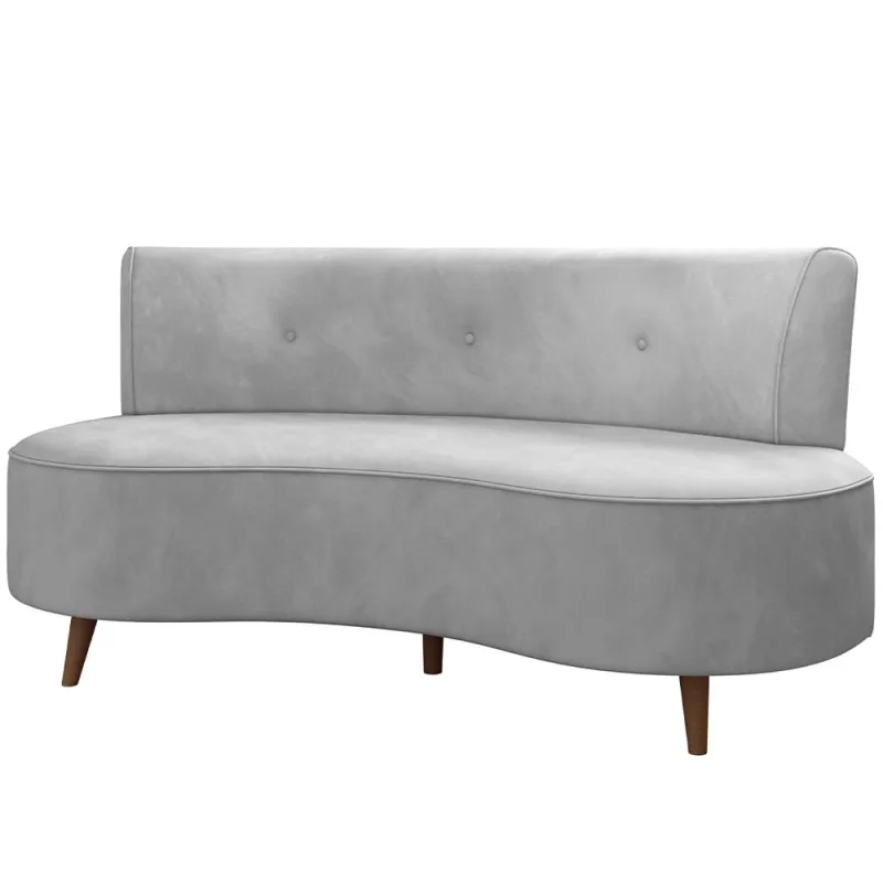 Sofá Chaise Living 2 Lugares 135cm Sala de Estar Istambul K01 Veludo Cinza - Lyam Decor - Lyam Decor - Móveis