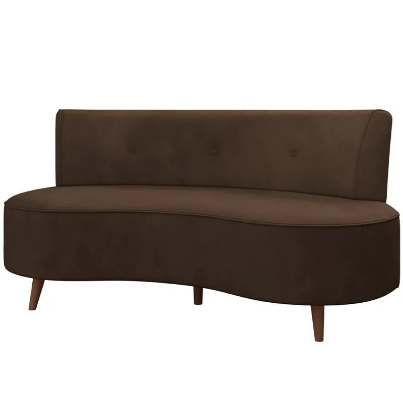 Sofá Chaise Living 2 Lugares 135cm Sala de Estar Istambul K01 Veludo Marrom - Lyam Decor - Lyam Decor - Móveis