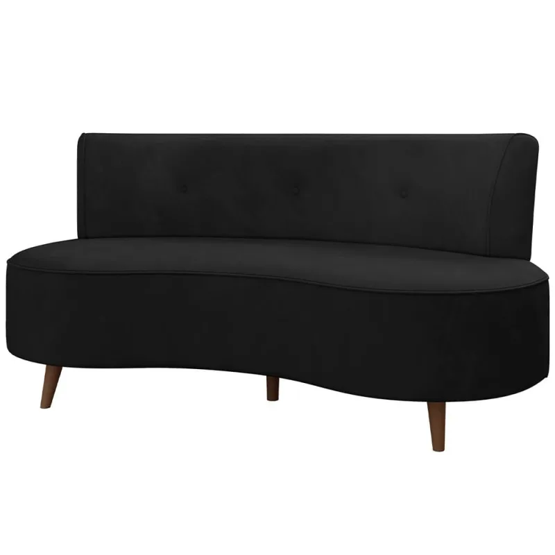 Sofá Chaise Living 2 Lugares 135cm Sala de Estar Istambul K01 Veludo Preto - Lyam Decor - Lyam Decor - Móveis
