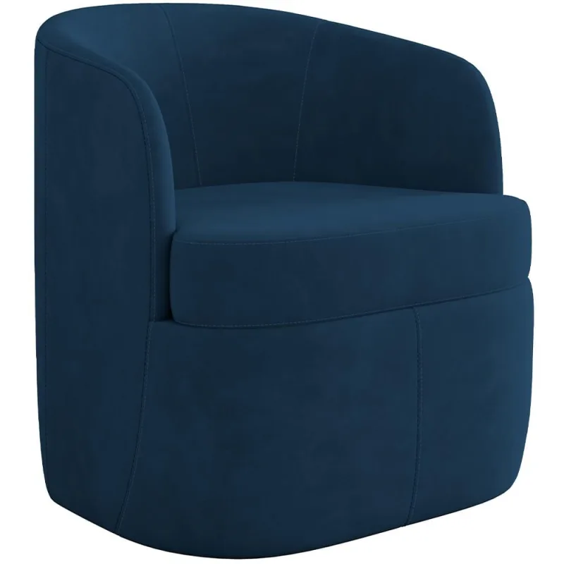 Poltrona Decorativa Giratória Para Sala de Estar Siena K01 Veludo Azul Marinho - Lyam Decor - Lyam Decor - Móveis