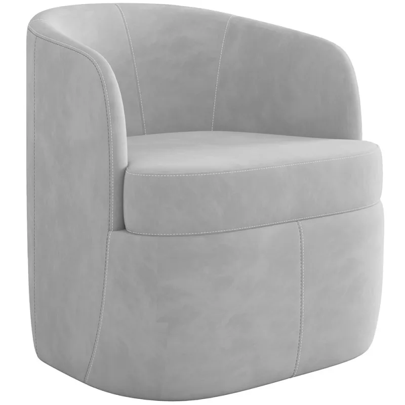 Poltrona Decorativa Giratória Para Sala de Estar Siena K01 Veludo Cinza - Lyam Decor - Lyam Decor