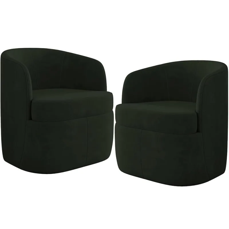 KIT 02 Poltronas Decorativa Giratória Para Sala de Estar Siena K01 Veludo Verde - Lyam Decor - Lyam Decor