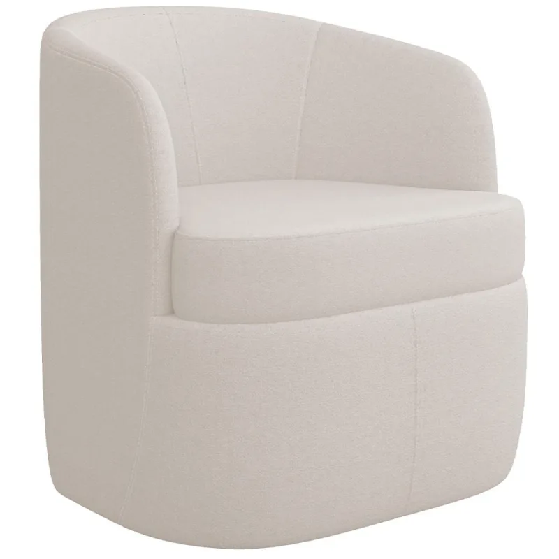 Poltrona Decorativa Giratória Para Sala de Estar Siena K01 Bouclê Creme - Lyam Decor - Lyam Decor