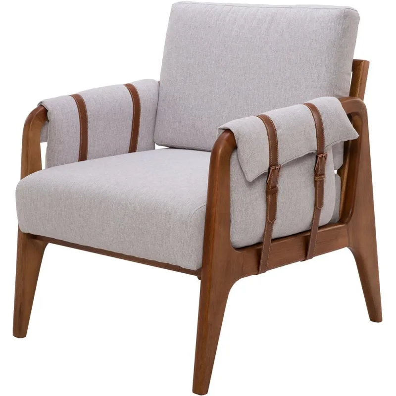 Poltrona Decorativa Para Sala de Estar Living Aymê L02 Linho Cinza - Lyam Decor - Lyam Decor - Móveis