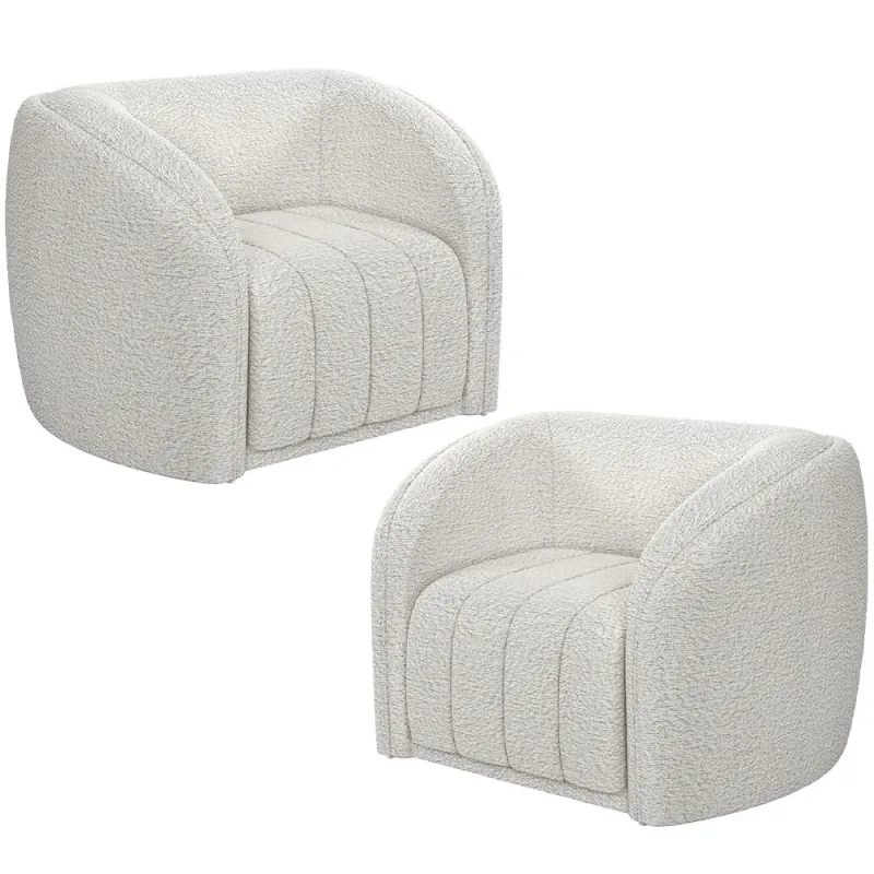 Kit 02 Poltronas Decorativa Para Sala De Estar Lazio M03 Bouclê Branco - Lyam Decor - Lyam Decor - Móveis