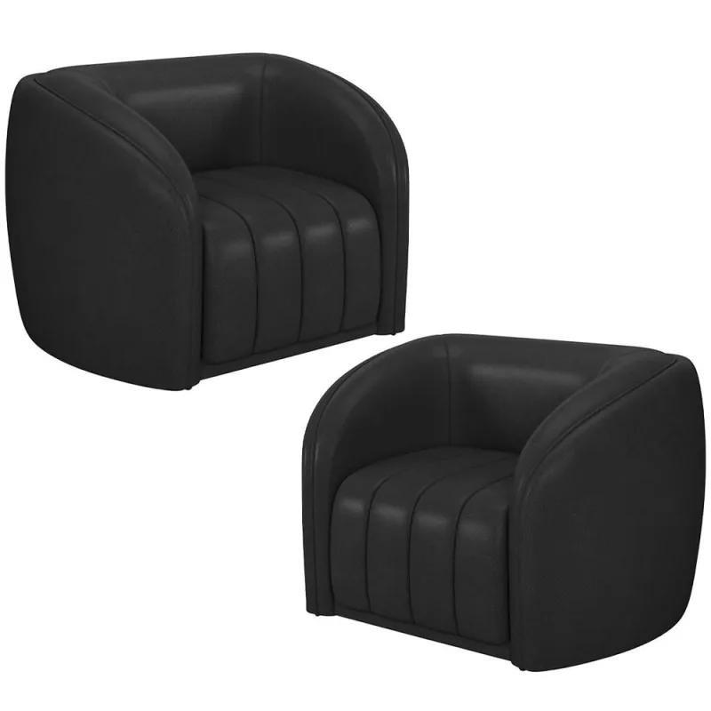 Kit 02 Poltronas Decorativa Para Sala De Estar Lazio M03 Corano Preto - Lyam Decor - Lyam Decor