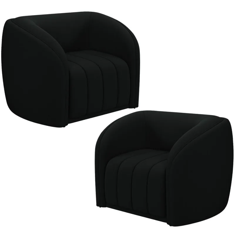 Kit 02 Poltronas Decorativa Para Sala De Estar Lazio M03 Veludo Preto - Lyam Decor - Lyam Decor - Móveis