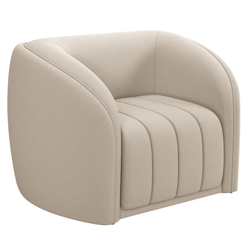 Poltrona Decorativa Para Sala De Estar Lazio M03 Veludo Bege - Lyam Decor - Lyam Decor