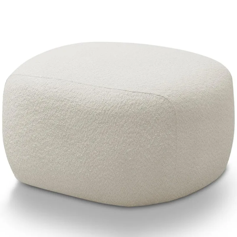 Puff Decorativo Orgânico Para Sala de Estar Living Barolo L06 Bouclê Branco - Lyam Decor - Lyam Decor - Móveis