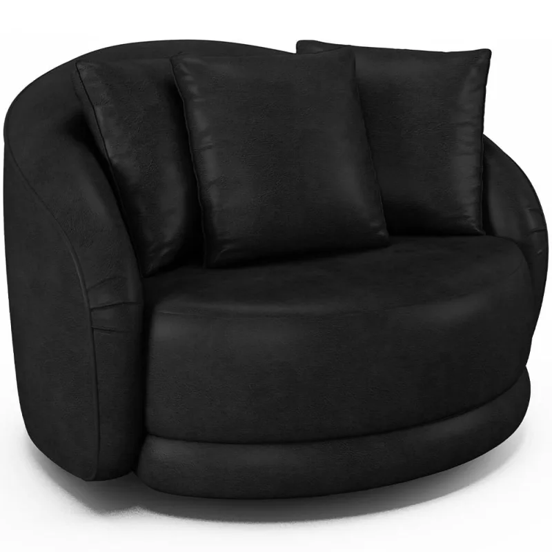 Poltrona Decorativa Para Sala de Estar Base Giratória Witta M03 Couríssimo Preto - Lyam Decor - Lyam Decor - Móveis