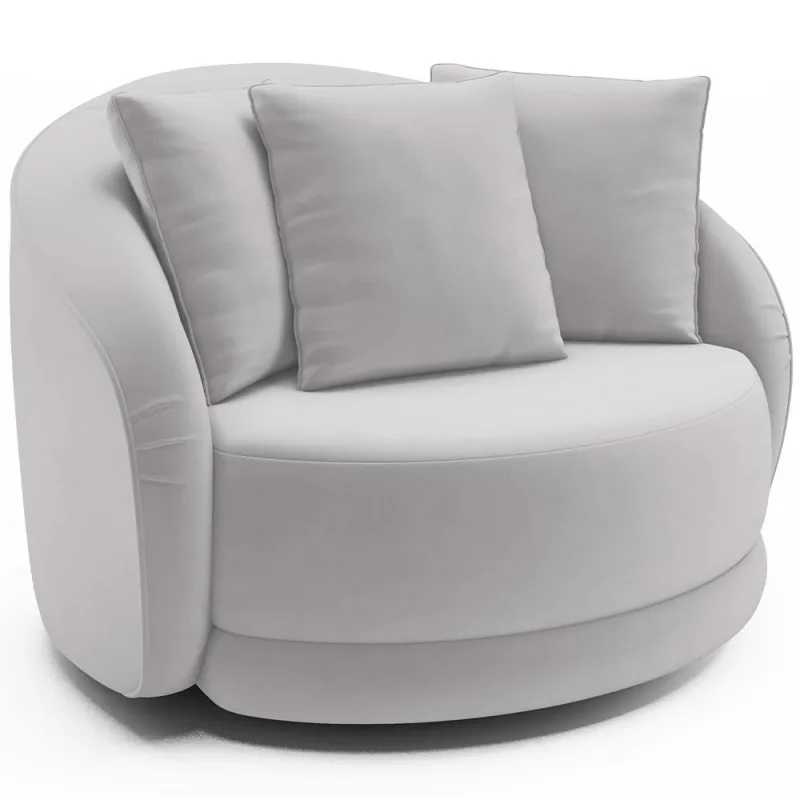 Poltrona Decorativa Para Sala de Estar Base Giratória Witta M03 Veludo Cinza - Lyam Decor - Lyam Decor