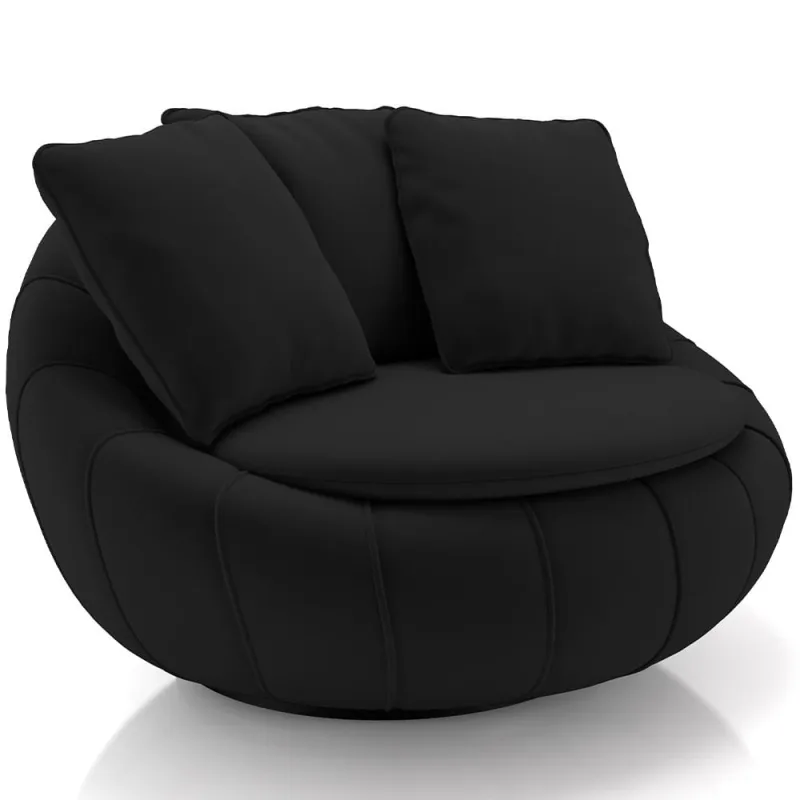 Poltrona Para Sala De Estar Decorativa Giratória Kira M03 Veludo Preto - Lyam Decor - Lyam Decor - Móveis