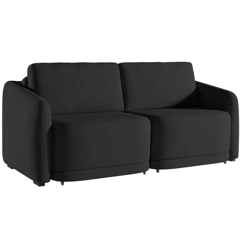 Sofá Cama para Sala de Estar 3 Lugares 236cm Montserrat K01 Veludo Preto - Lyam Decor - Lyam Decor - Móveis