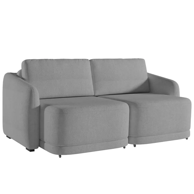 Sofá Cama para Sala de Estar 3 Lugares 236cm Montserrat K01 Bouclê Cinza - Lyam Decor - Lyam Decor - Móveis