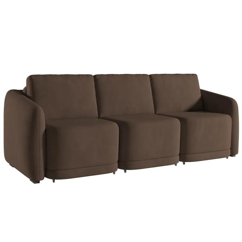Sofá Cama para Sala de Estar 3 Lugares 246cm Montserrat K01 Veludo Marrom - Lyam Decor - Lyam Decor - Móveis