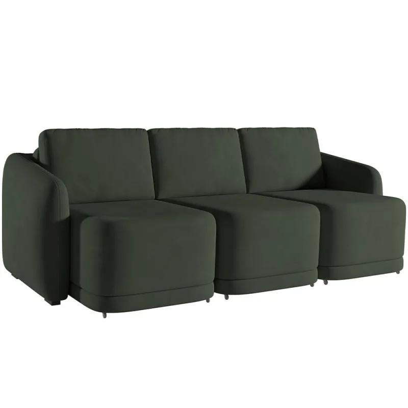 Sofá Cama para Sala de Estar 3 Lugares 306cm Montserrat K01 Veludo Verde - Lyam Decor - Lyam Decor - Móveis
