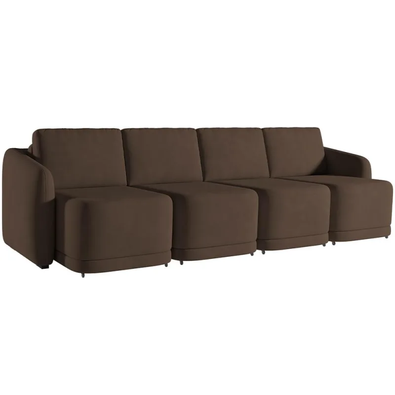 Sofá Cama para Sala de Estar 4 Lugares 316cm Montserrat K01 Veludo Marrom - Lyam Decor - Lyam Decor - Móveis