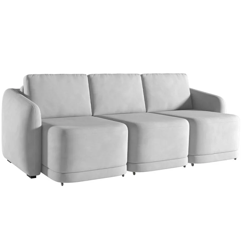 Sofá Cama para Sala de Estar 4 Lugares 336cm Montserrat K01 Veludo Cinza - Lyam Decor - Lyam Decor - Móveis