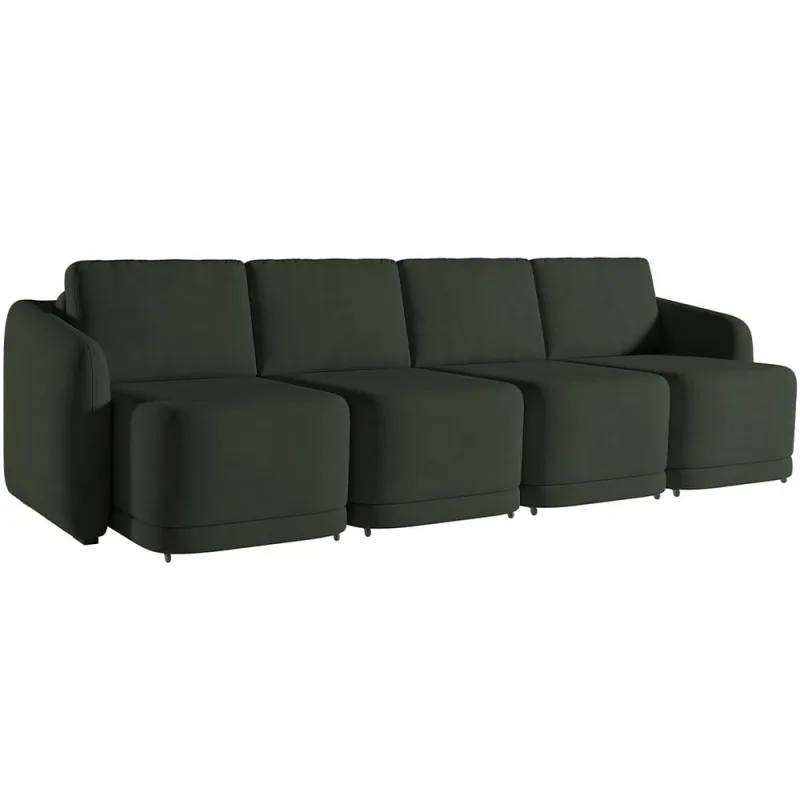 Sofá Cama para Sala de Estar 4 Lugares 356cm Montserrat K01 Veludo Verde - Lyam Decor - Lyam Decor - Móveis