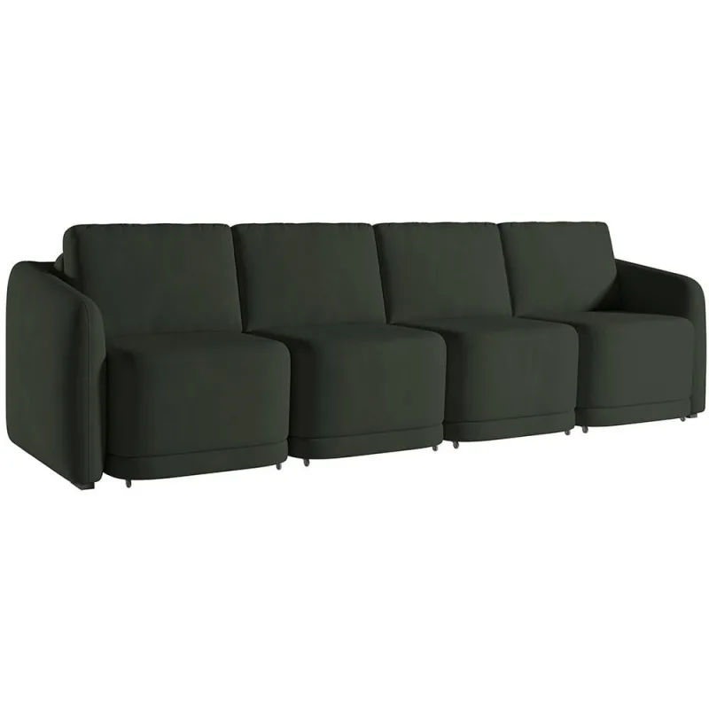 Sofá Cama para Sala de Estar 4 Lugares 396cm Montserrat K01 Veludo Verde - Lyam Decor - Lyam Decor - Móveis