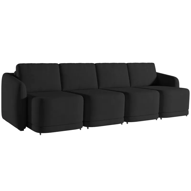 Sofá Cama para Sala de Estar 4 Lugares 396cm Montserrat K01 Veludo Preto - Lyam Decor - Lyam Decor - Móveis