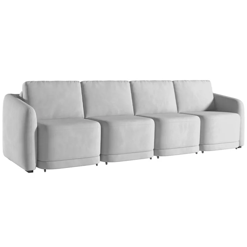 Sofá Cama para Sala de Estar 5 Lugares 436cm Montserrat K01 Veludo Cinza - Lyam Decor - Lyam Decor - Móveis