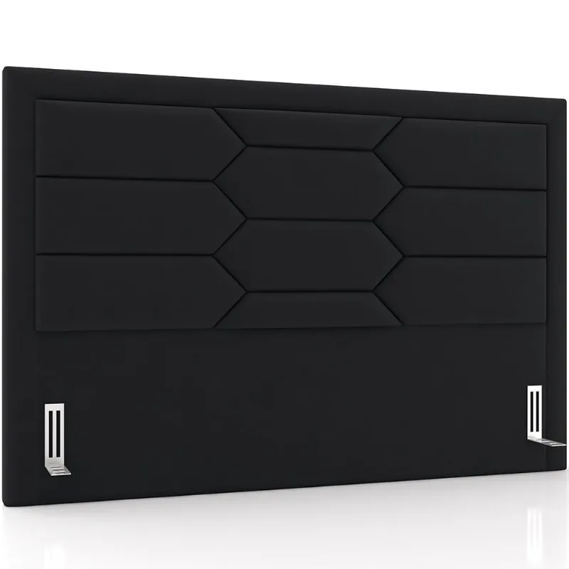 Cabeceira Cama Box Casal 140cm Estofada Nora P05 Veludo Preto - Lyam Decor