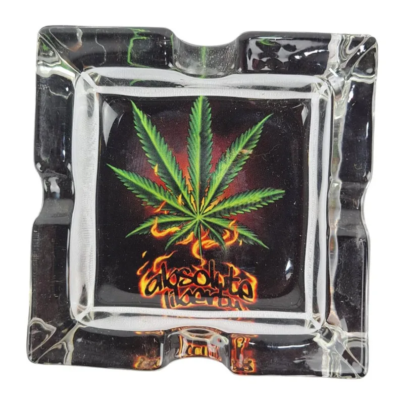 Cinzeiro De Vidro Quadrado Estampado Tm28
