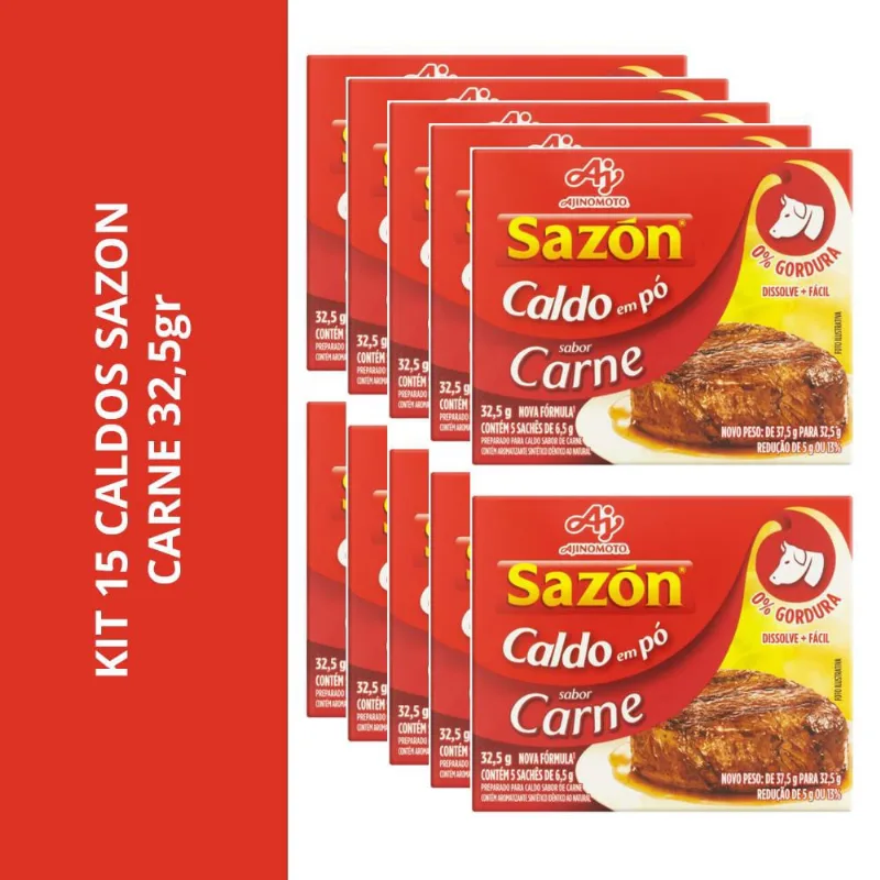 Kit 15 Caldos Sazon Carne 32,5Gr