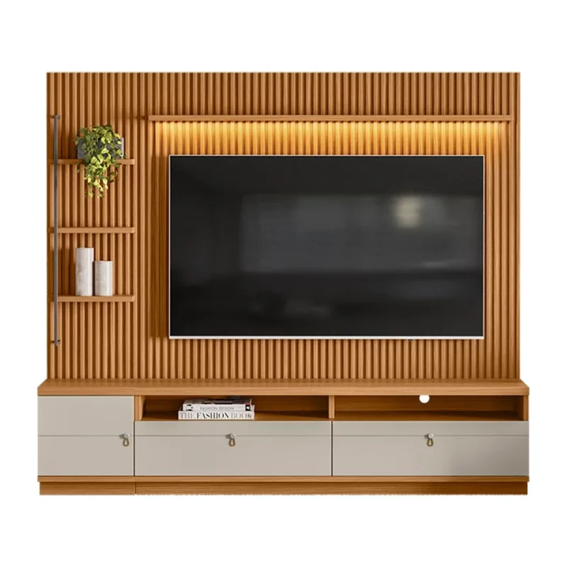 Painel para TV até 60 Polegadas Ripado Marisa Nature Fosco 141x250 cm L04 - D'Rossi - DRossi