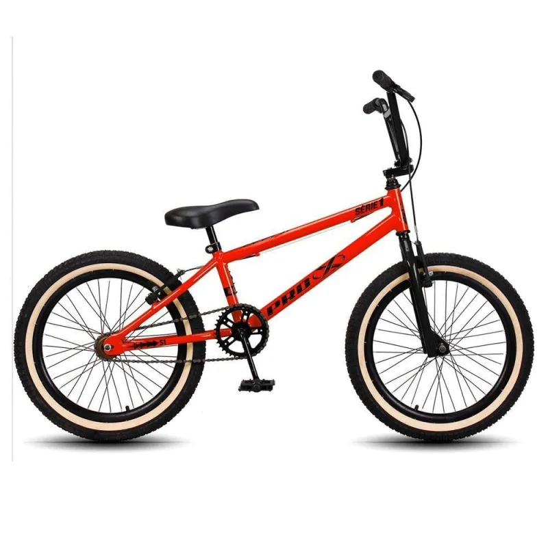 Bicicleta BMX Drop P03 Aro 20 V-Brake Pedivela Monobloco em Aço Laranja e Preto D'Rossi - OUTRAS