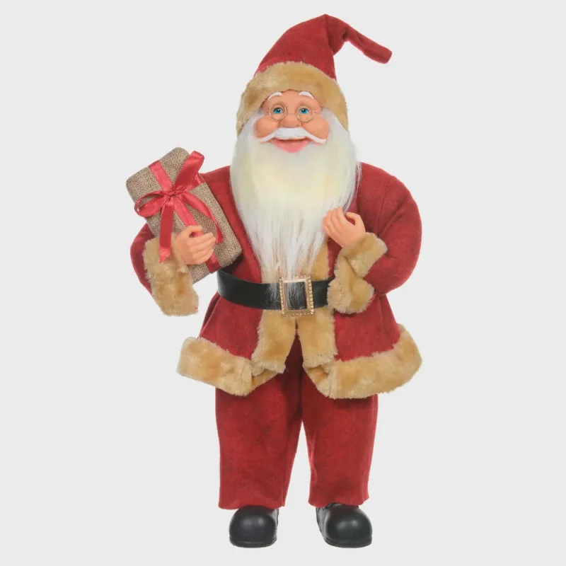 Papai Noel Decorativo com Led Vermelho e Bege 30x15 cm F04 - D'Rossi