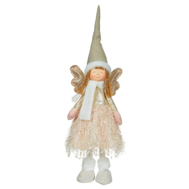 Boneco Decorativo Anjo Natalino Com Led Dourado 58x15 Cm F04 - D\'rossi