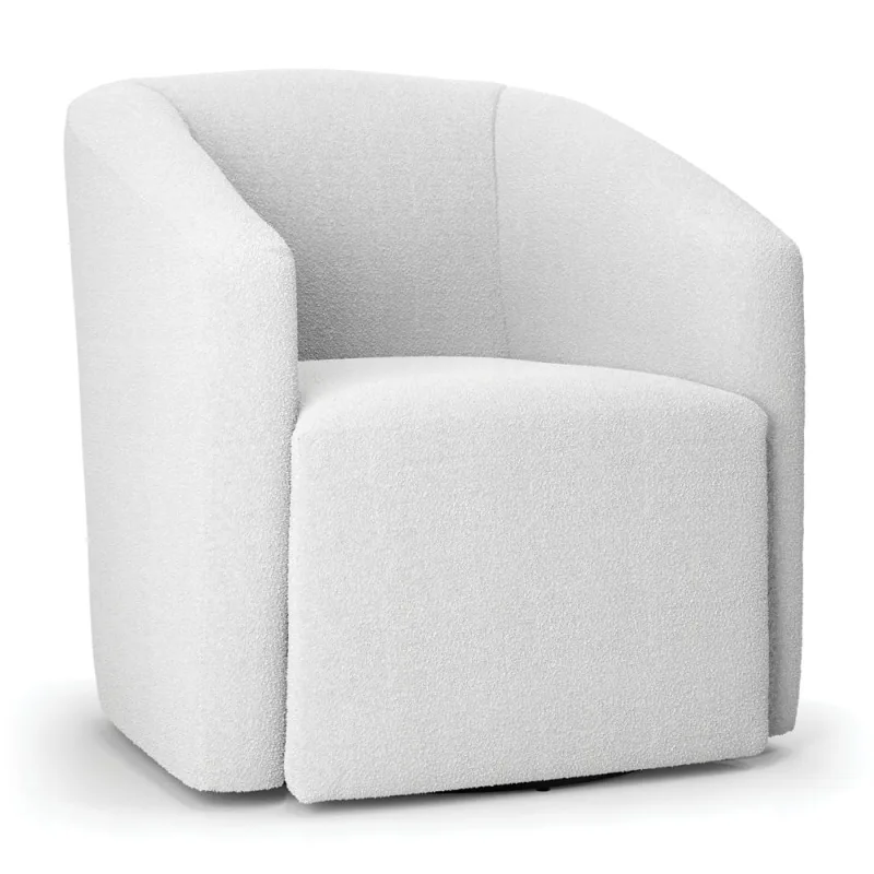 Poltrona Sala de Estar Base Giratória Stella Max Bouclê Off White D03 - D'Rossi - DRossi