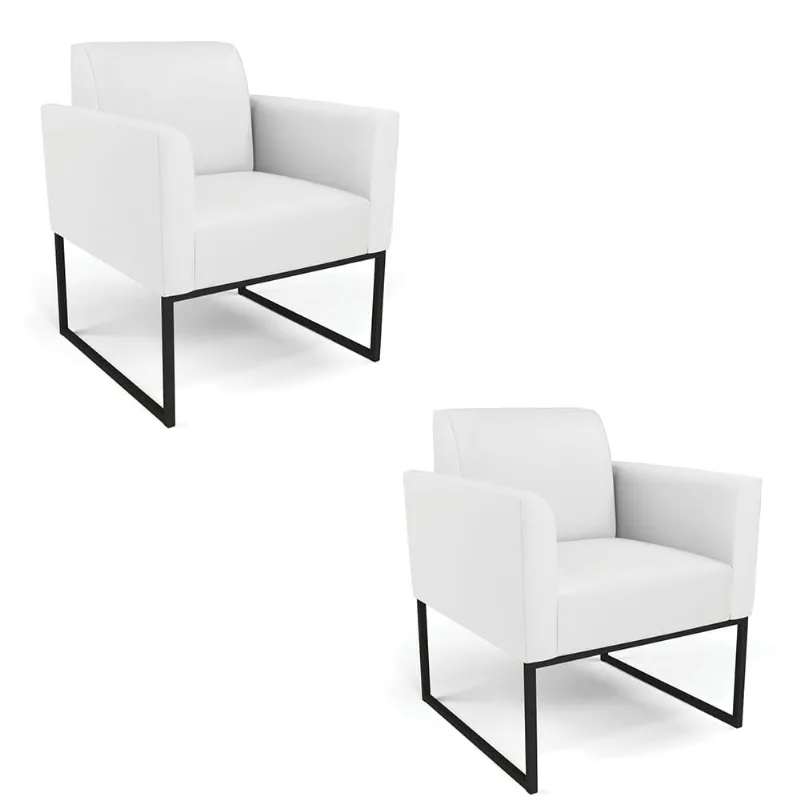 Kit 2 Poltronas Base Industrial Preto Marisa Corino D03 - D'Rossi Branco