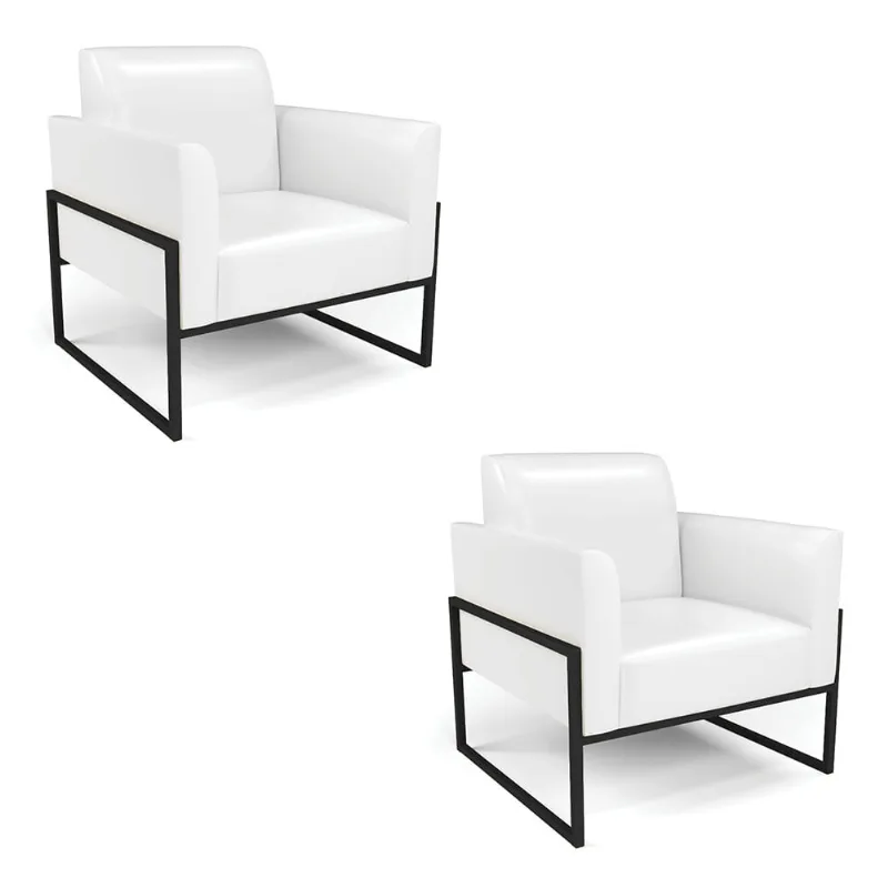 Kit 2 Poltronas Base Industrial Alta Preto Marisa Corano D03 - D'Rossi Branco