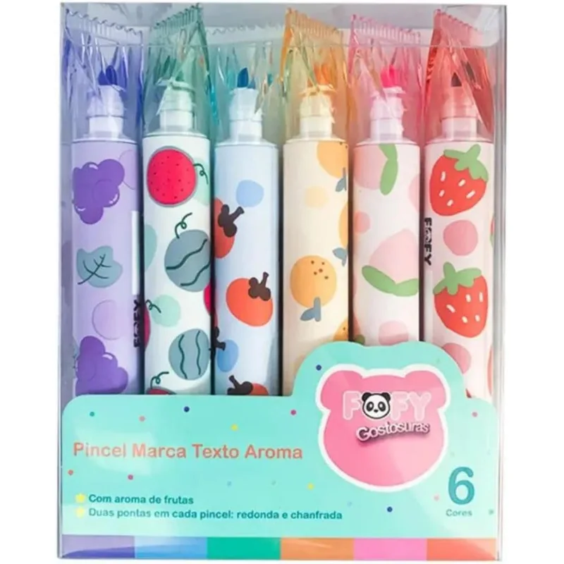 Marca Texto Com Cheiro De Frutas 6 Unidade Fofy