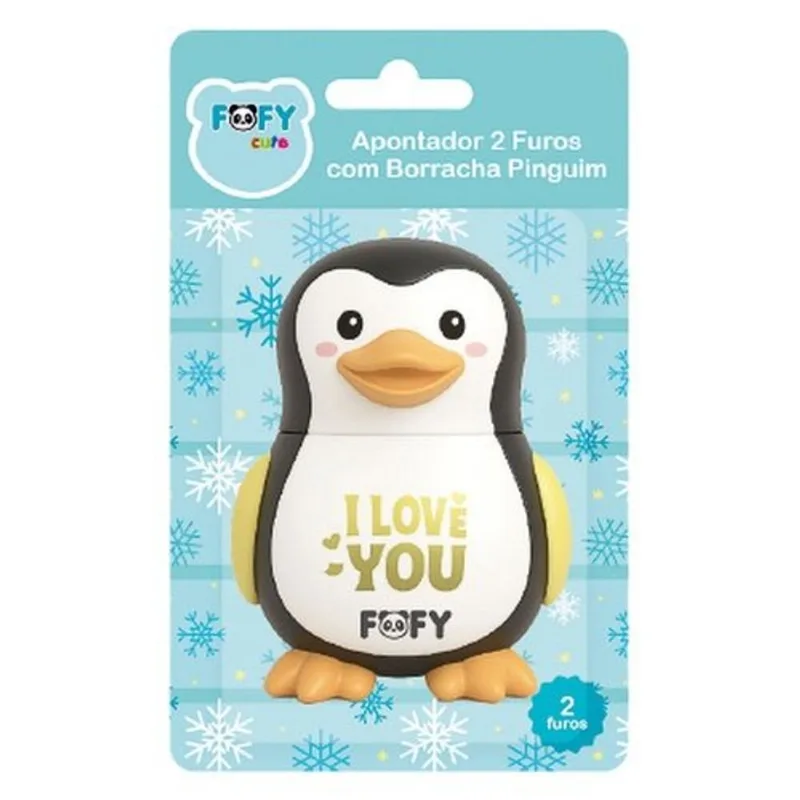 Apontador Fofy 2 Furos Com Borracha Pinguim FF4037 (MP)