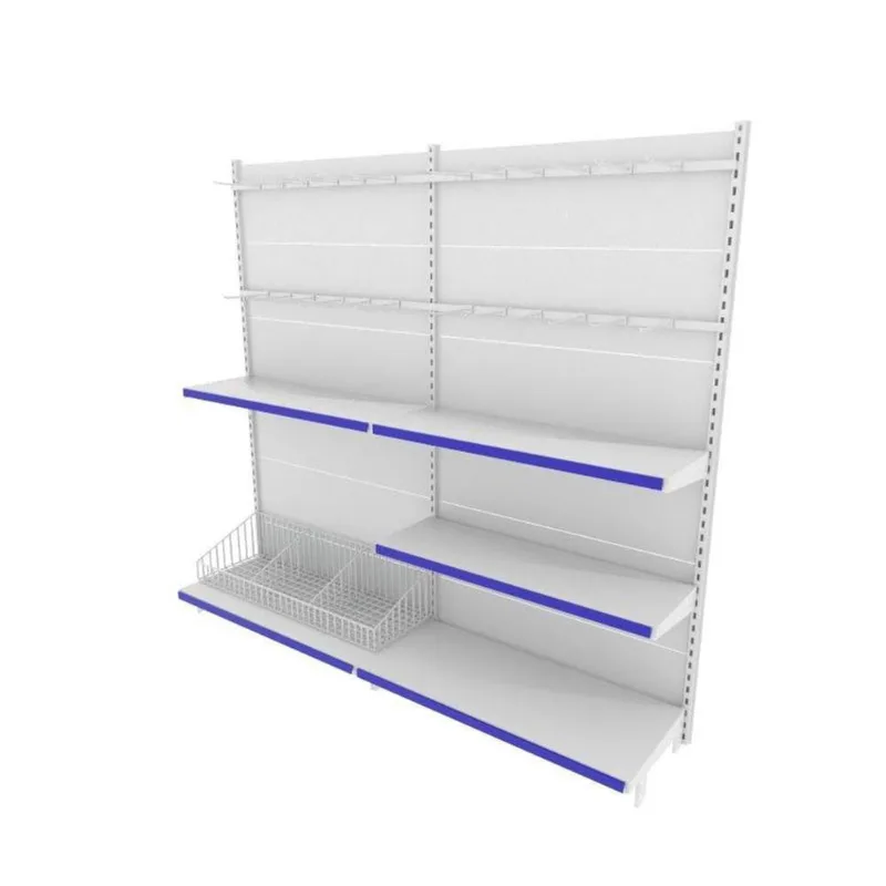 Gondola De Aço Altura 196 Cm Parede Bandejas 40/30 E Ganchos E Cestos Branco Gp196braz75
