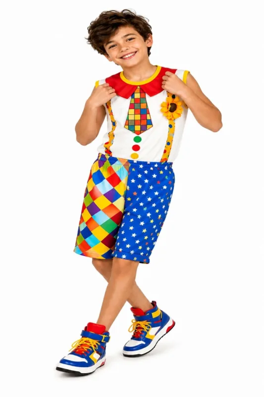 Fantasia Palhaço Infantil pra Menino Curta de Carnaval 2 a 12 anos - Fantasias Carol AJ - Fantasias