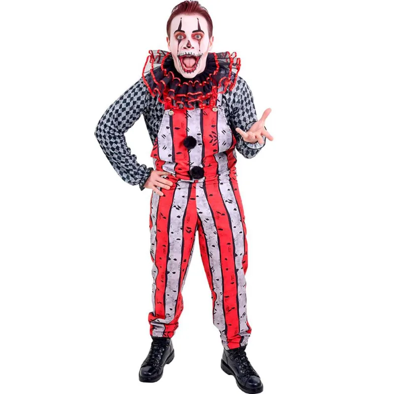 Fantasia Palhaço Halloween Masculina Adulta de Luxo M / Vermelho