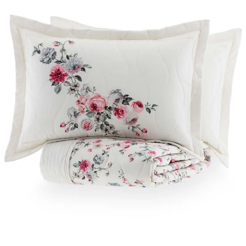 Colcha Queen 300 Fios Aminy - Kacyumara Estampada