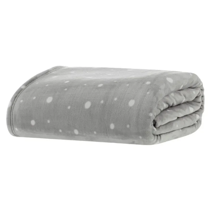 Cobertor Queen Size Kacyumara Toque de Seda 180x220cm Vintage 300 g/m² Prata Poá