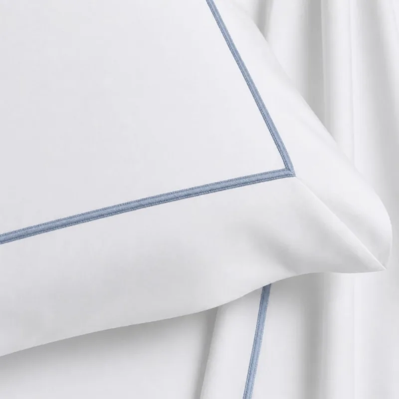 Jogo de Cama 4 Peças 300 Fios Algodão Branco/Blue Festonê Lázio Kacyumara - Casa K Casal