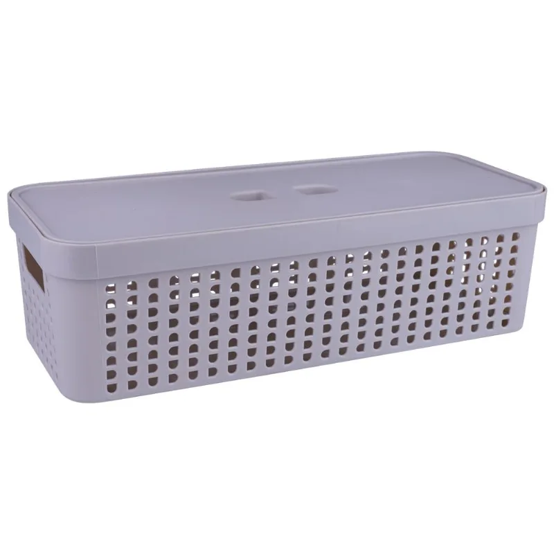 Cesto Organizador com Tampa 3.6L Rattan LP House 8506FE Bege