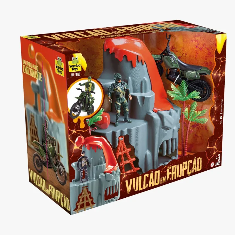Playset - Vulcão Em Erupção - Moto - Samba Toys