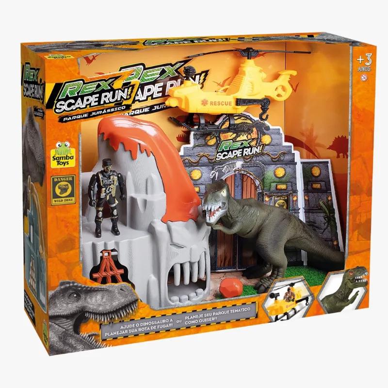 Playset - Rex Scape Run - Parque Jurássico - Helicóptero - Samba Toys - SAMBA TOYS