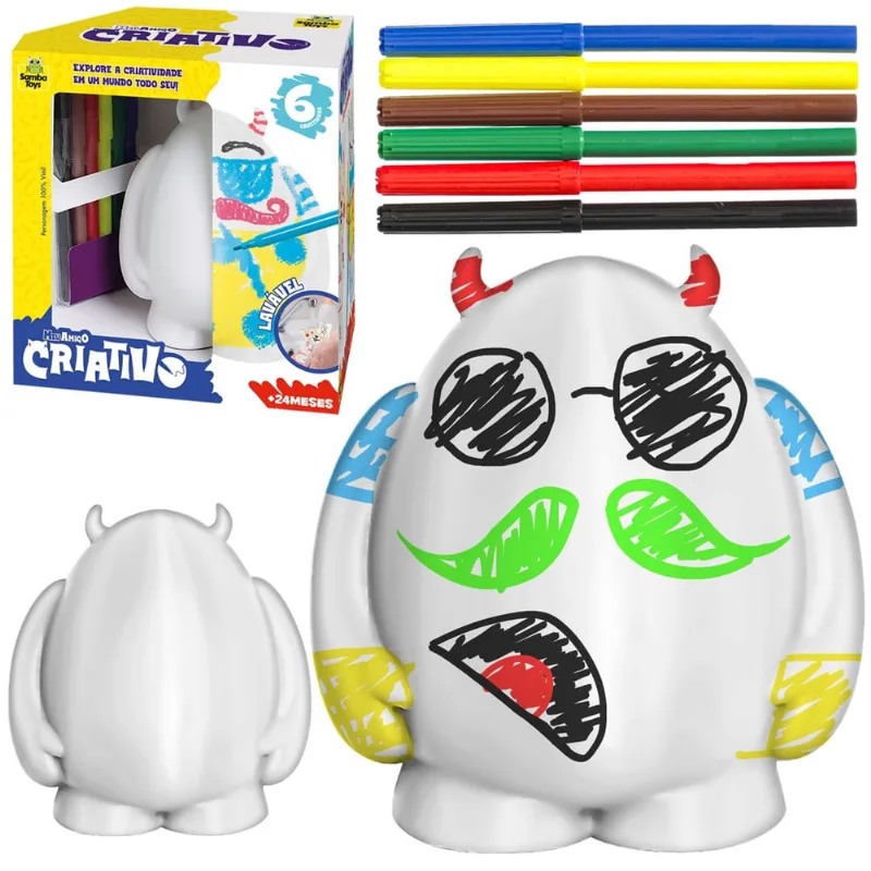 Boneco Infantil Amigo Sam Em Vinil Macio Para Colorir e Pintar Com Canetinhas - Samba Toys - SAMBA TOYS